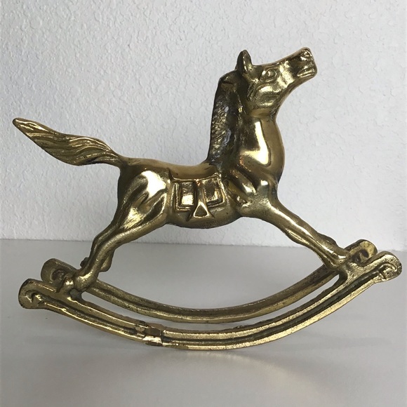 One Pair of Vintage Brass Rocking Horses - Picture 3 of 10